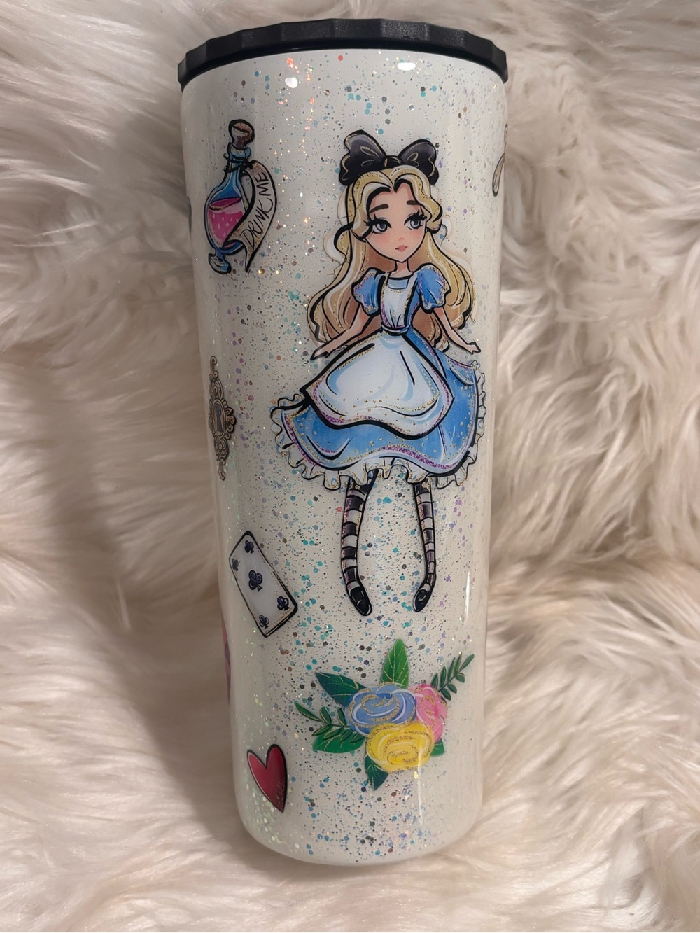 Alice 34 oz Stainless Steel Tumbler with Stainless Steel Straw Handcrafted